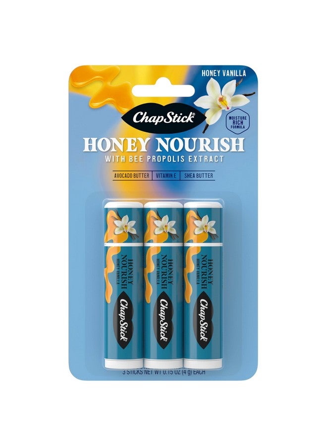 تشابستيك مرطب شفاه تشابستيك بنكهة العسل، تركيبة مرطبة مع زبدة الشيا وزبدة الأفوكادو، وفيتامين هـ، ونكهة العسل والفانيليا، 3 عبوات، 0.45 أونصة - Image 1