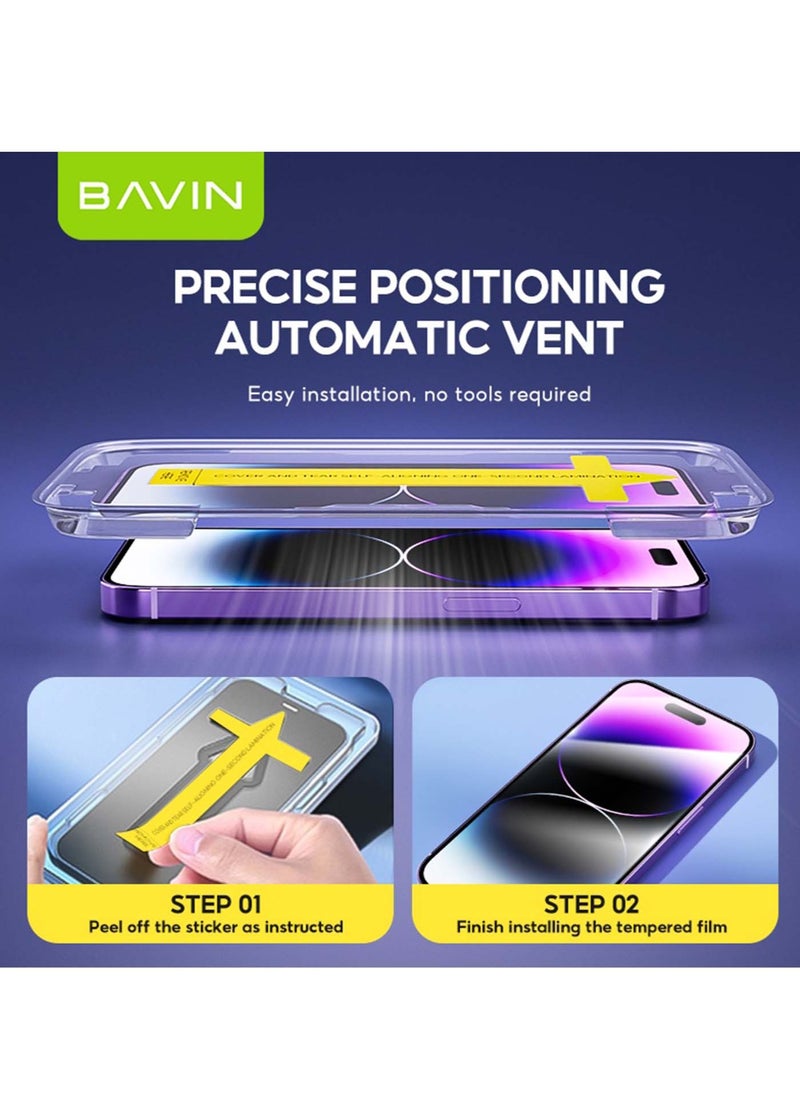 BAVIN Full Cover Tempered Glass Screen Protector with Automatic Alignment Tool for Apple iPhone 14 Plus  – Easy Installation Anti Bubbles