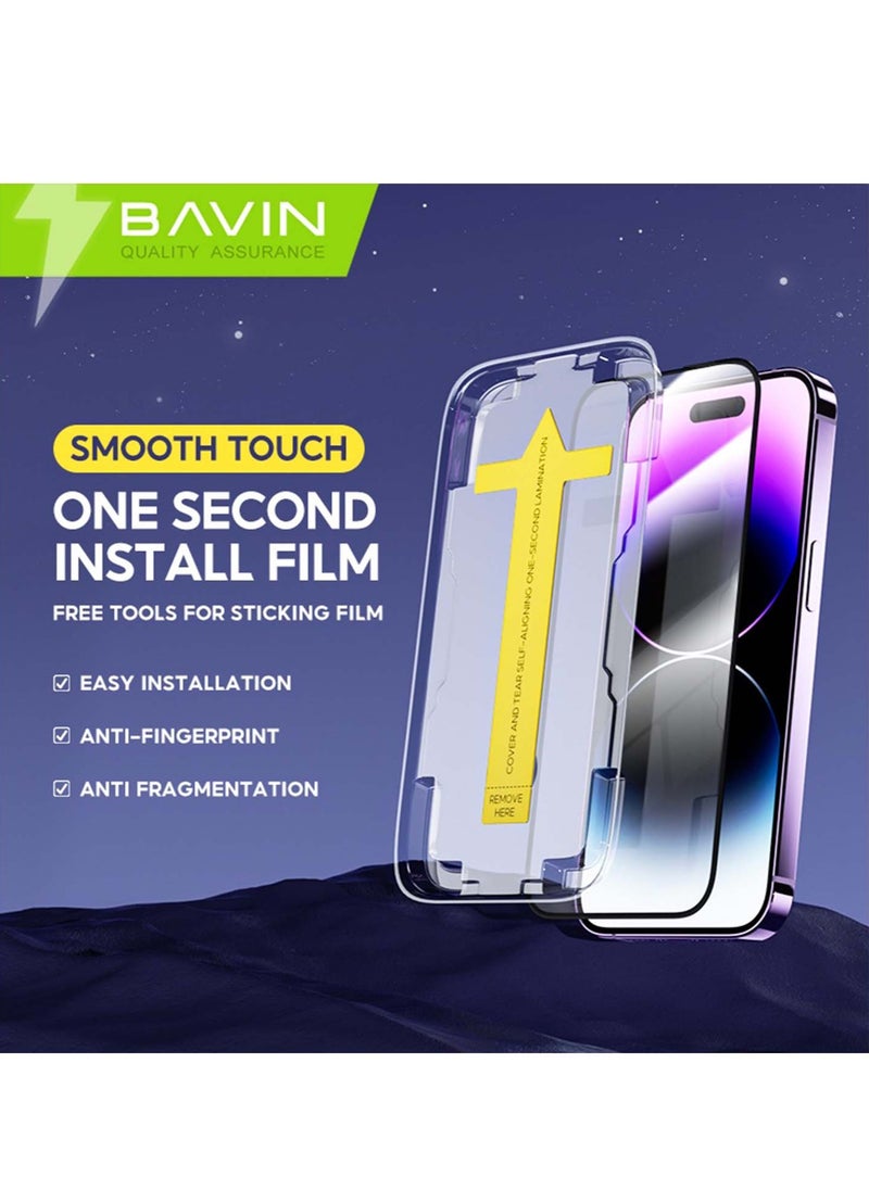 BAVIN Full Cover Tempered Glass Screen Protector with Automatic Alignment Tool for Apple iPhone 14 Plus  – Easy Installation Anti Bubbles