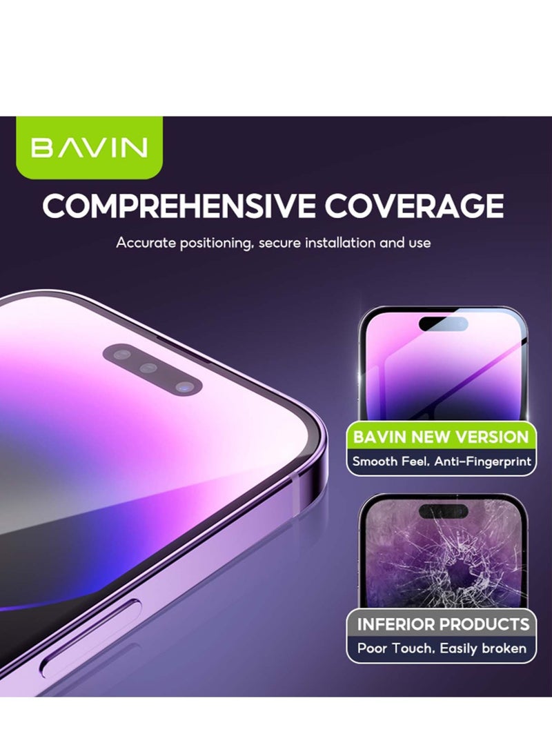 BAVIN Full Cover Tempered Glass Screen Protector with Automatic Alignment Tool for Apple iPhone 14 Plus  – Easy Installation Anti Bubbles