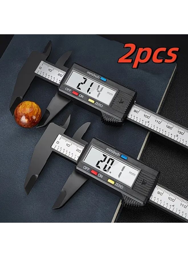 2pcs Nordic Black Digital Caliper 150mm LCD Screen Carbon Fiber Body - Image 1