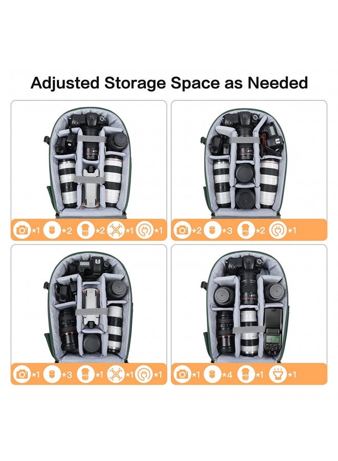 Mosiso حقيبة ظهر كاميرا MOSISO، حقيبة كاميرا للتصوير DSLR/SLR/مرآة 15-16 بوصة مقاومة للماء مع حافظة صلبة وحامل ثلاثي الأرجل وحيز للكمبيوتر المحمول متوافقة مع كانون/نيكون/سوني، أخضر زمردي - Image 2
