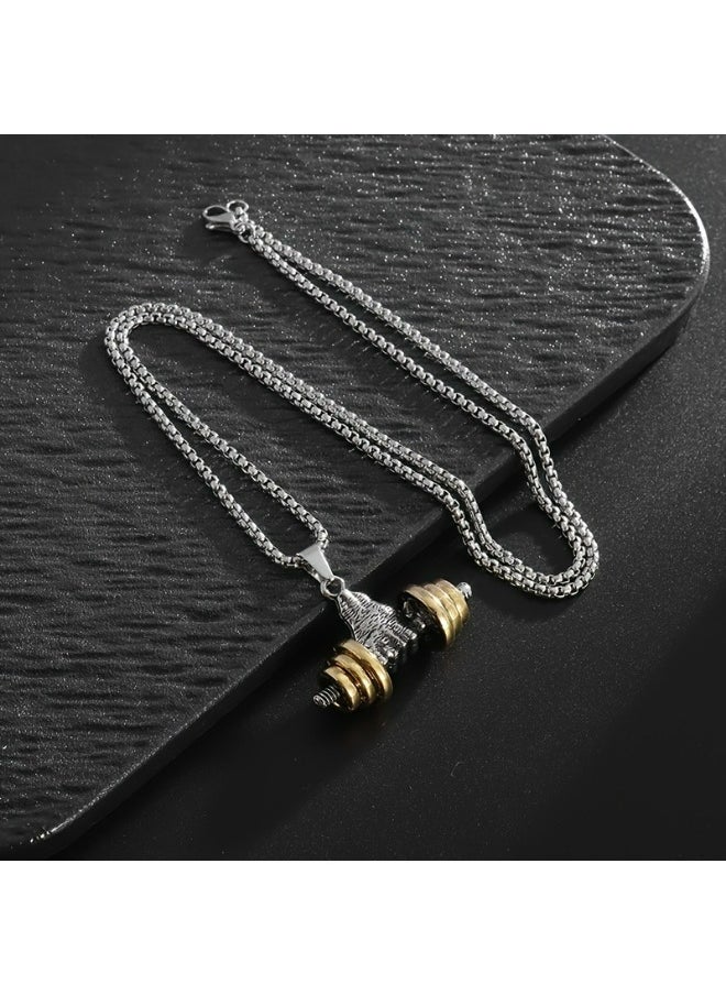 Generic 1Pcs New Fashion Trend Sports Fitness Dumbbell Barbell Pendant Necklace for Men and Ladies, Daily Casual Street Jewelry Accessories Gifts  - Image 4