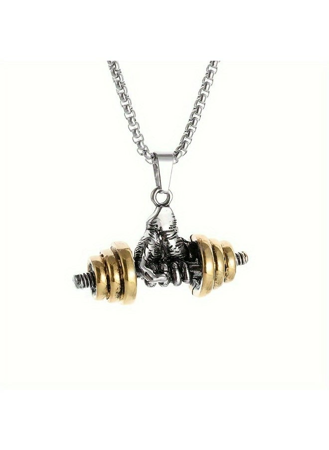 Generic 1Pcs New Fashion Trend Sports Fitness Dumbbell Barbell Pendant Necklace for Men and Ladies, Daily Casual Street Jewelry Accessories Gifts  - Image 2