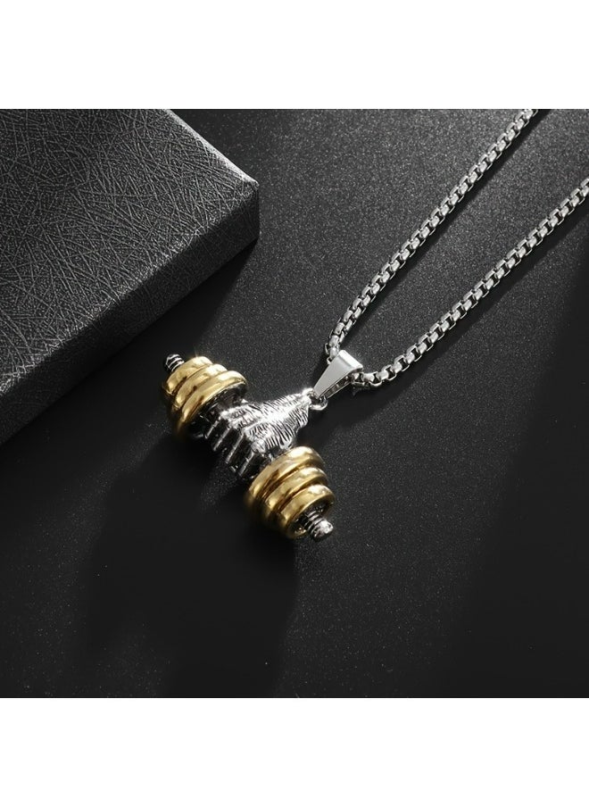 Generic 1Pcs New Fashion Trend Sports Fitness Dumbbell Barbell Pendant Necklace for Men and Ladies, Daily Casual Street Jewelry Accessories Gifts  - Image 5