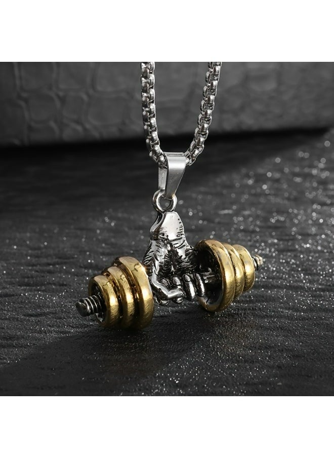 Generic 1Pcs New Fashion Trend Sports Fitness Dumbbell Barbell Pendant Necklace for Men and Ladies, Daily Casual Street Jewelry Accessories Gifts  - Image 1