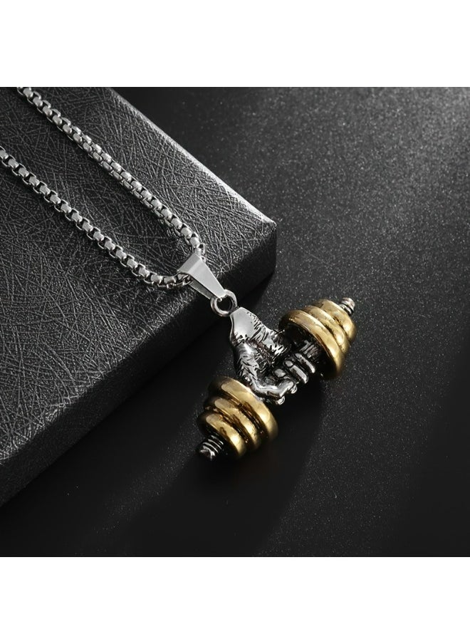 Generic 1Pcs New Fashion Trend Sports Fitness Dumbbell Barbell Pendant Necklace for Men and Ladies, Daily Casual Street Jewelry Accessories Gifts  - Image 3