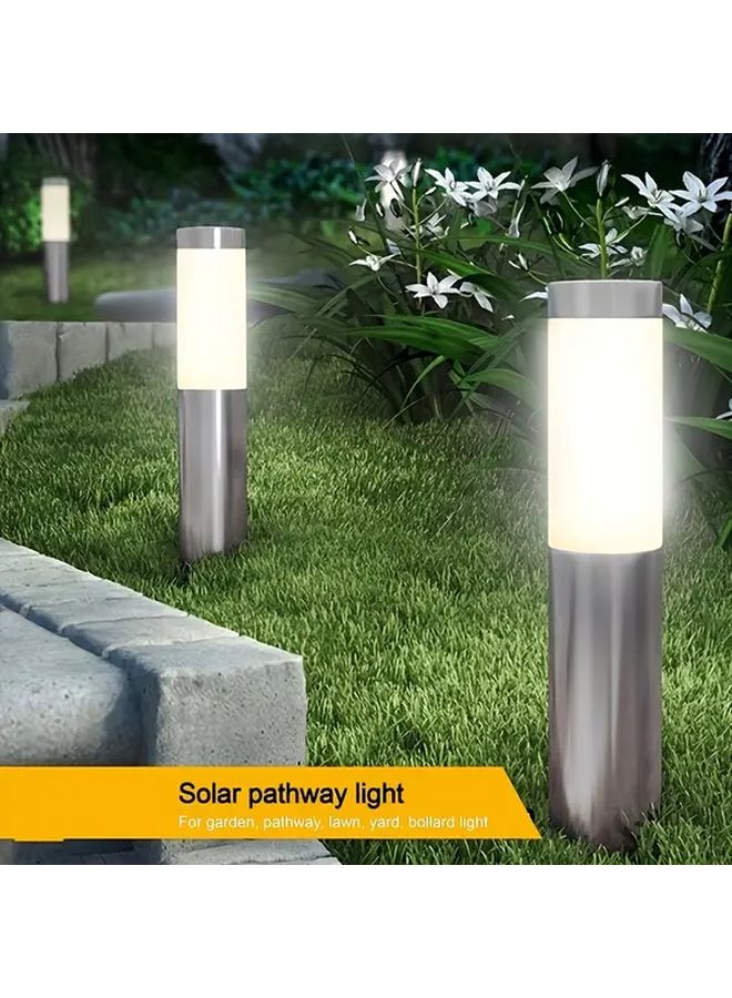 قطعتان من مصابيح مسارات خارجية تعمل بالطاقة الشمسية LED مصنوعة من الفولاذ المقاوم للصدأ الحديثة، ضوء أبيض لحديقة المروج - Image 3