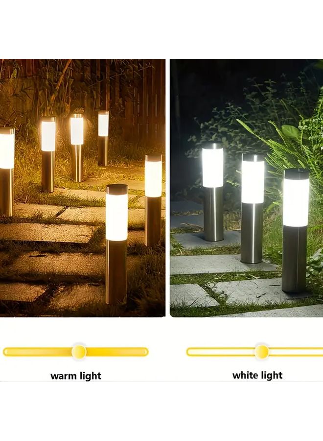 قطعتان من مصابيح مسارات خارجية تعمل بالطاقة الشمسية LED مصنوعة من الفولاذ المقاوم للصدأ الحديثة، ضوء أبيض لحديقة المروج - Image 5