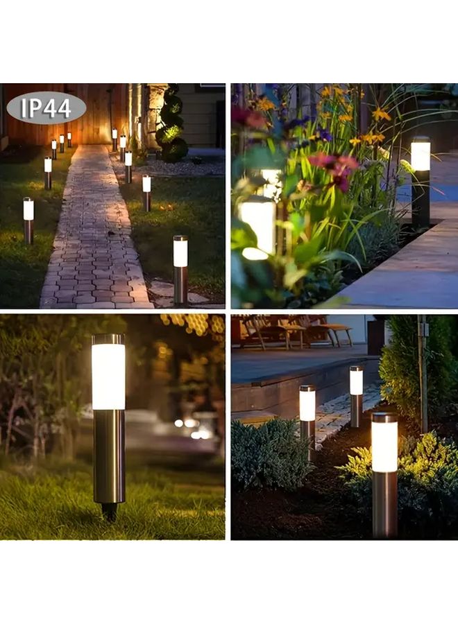 قطعتان من مصابيح مسارات خارجية تعمل بالطاقة الشمسية LED مصنوعة من الفولاذ المقاوم للصدأ الحديثة، ضوء أبيض لحديقة المروج - Image 2