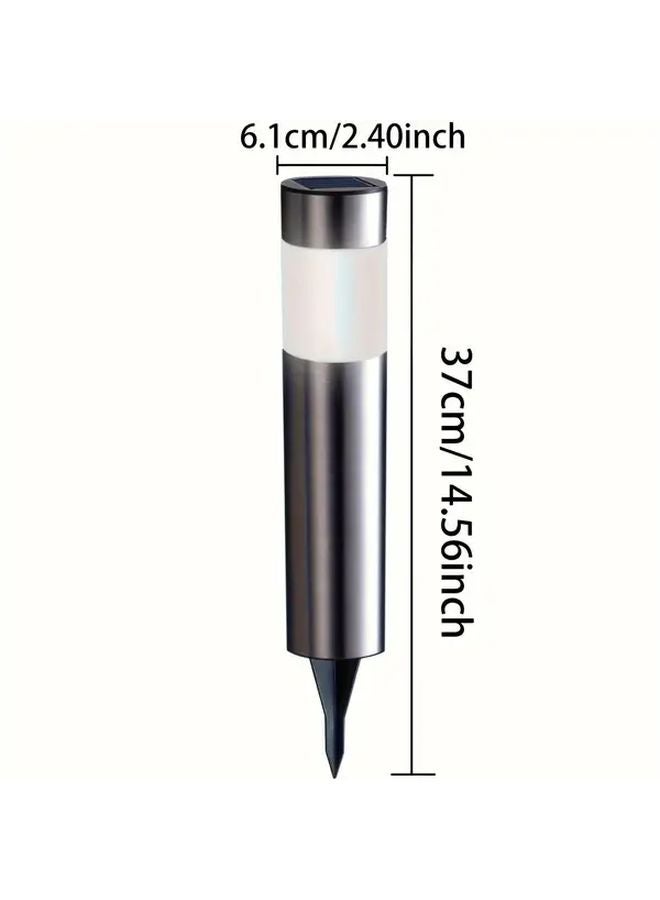 قطعتان من مصابيح مسارات خارجية تعمل بالطاقة الشمسية LED مصنوعة من الفولاذ المقاوم للصدأ الحديثة، ضوء أبيض لحديقة المروج - Image 4