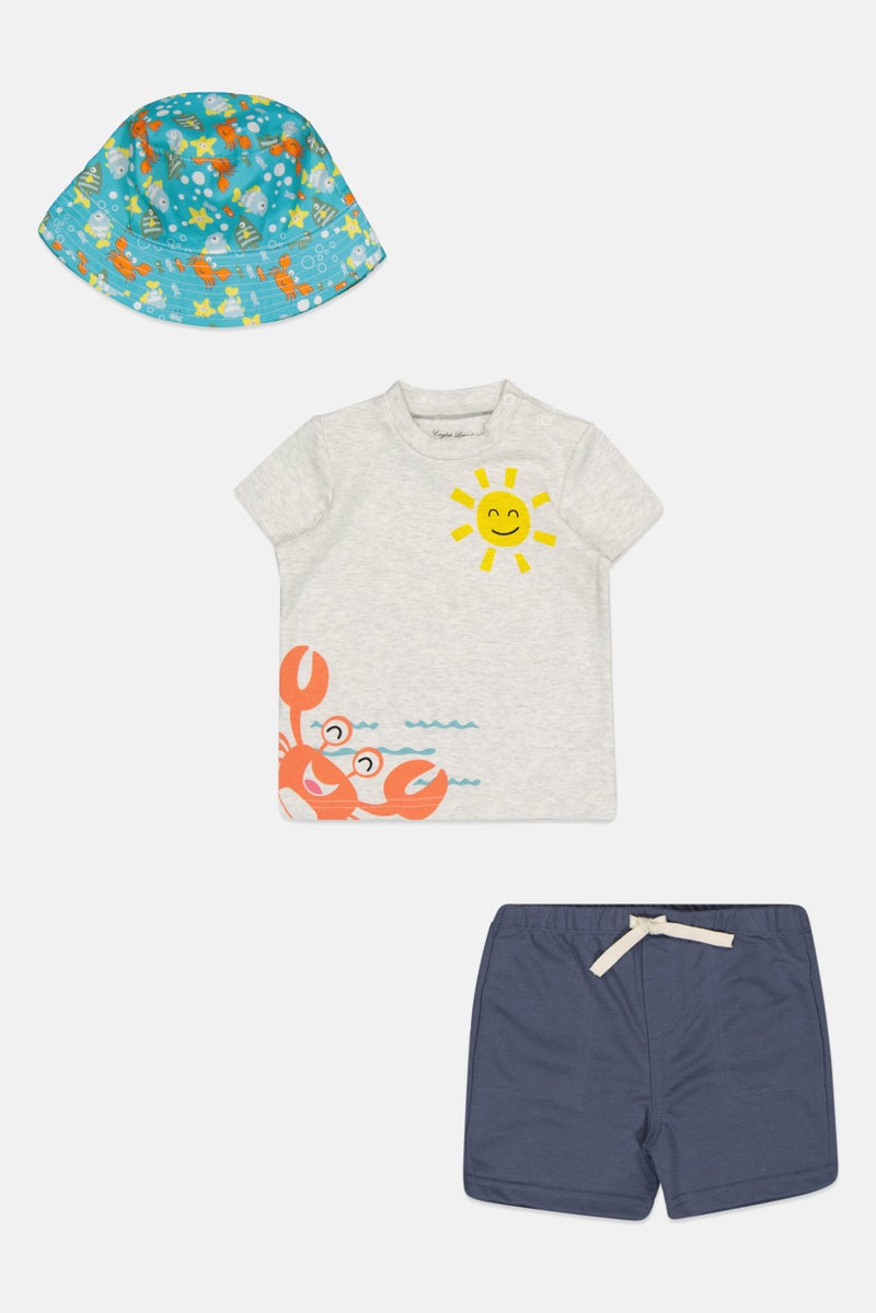 English Laundry Toddlers Boy 3 Piece Graphic Top And Bottom Shorts Set With Hat, Multicolor - Image 1