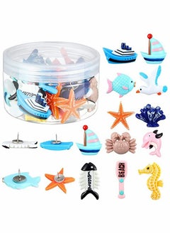 Y&D Push Pins, 36 Pieces Colorful Decorative Thumb Tacks Drawing Cute Sea Creatures Pushpins for Cork Board Photo Wall Maps Bulletin Office Organization Home Decor  - Image 1