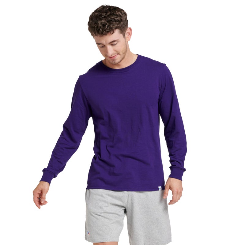 Russell Athletic Mens Cotton Performance Long Sleeve T-Shirt, Purple, M - Image 1