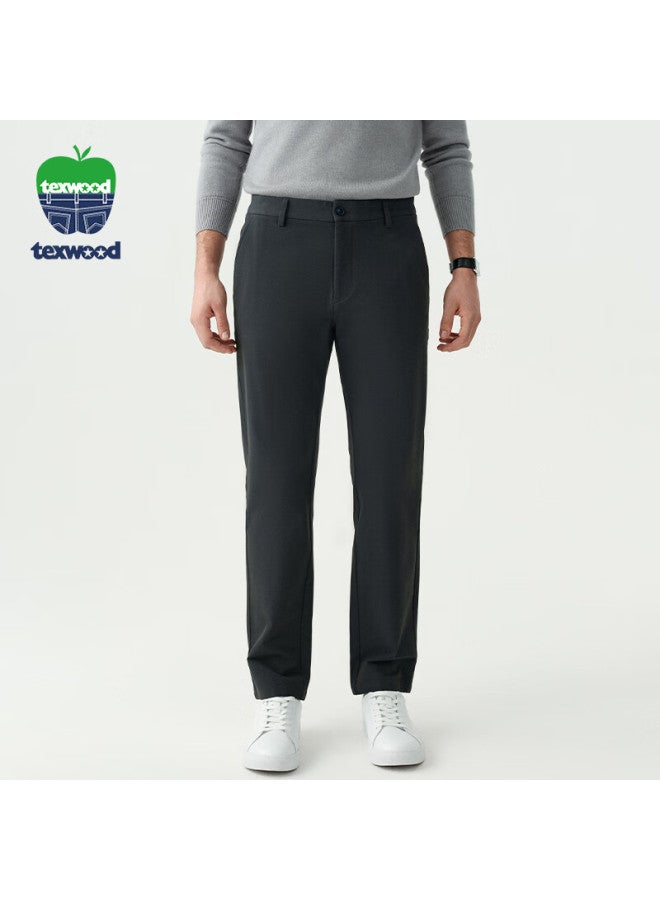 Texwood Men's Casual Pants, High-elastic Modal Straight-leg Trousers, Wrinkle-resistant, Soft, Breathable, Slim-fit Pants, Dark Gray, Size 38 - Image 1