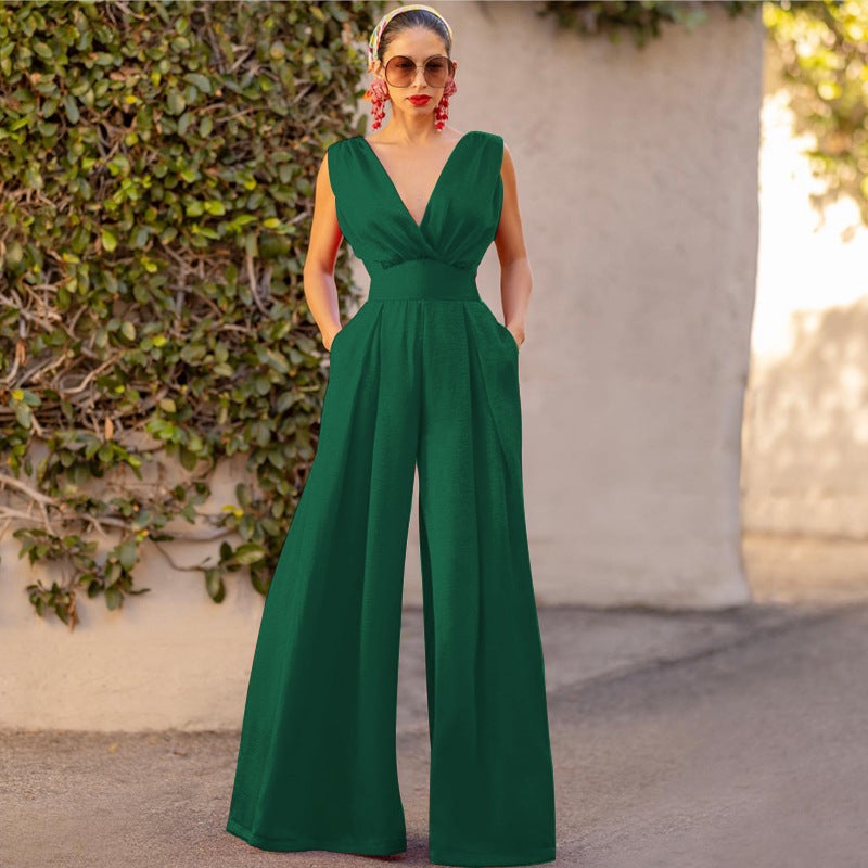 Fashion New Slim Fit Jumpsuit High Waist Slimming Jumpsuit Straight Wide Leg Pants For Women - Image 1