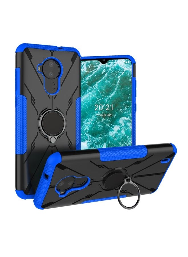 HuHa Case Cover For For Nokia C30 Armor Bear Shockproof PC + TPU Phone Protective Case with Ring Holder(Blue) 