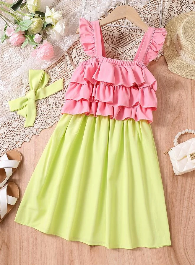 Take Two Girls Pink Ruffle Strappy Dress