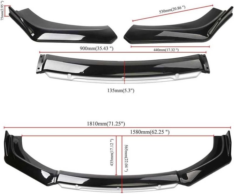Car Three-Stage Front Lip Splitter Spoiler for Lexus LS430 2005-2006, Front Bumper Lip Splitter Auto Air Chin Body Kit Splitter Carbon Fiber,B-Carbon Fiber Black - Image 4