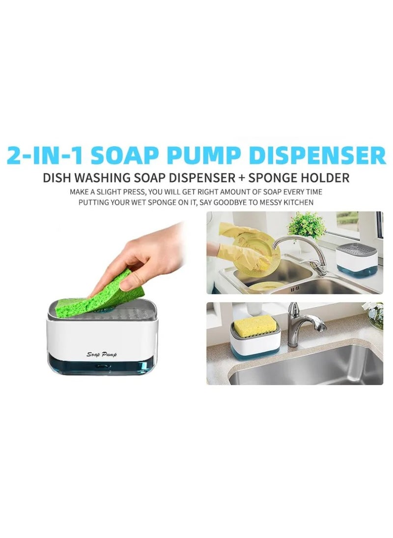 Soap Kitchen Dish Soap Dispenser with Sponge Holder, Newest 2-in-1 Countertop Soap Pump Dispenser, for Kitchen Sink Dishwashing Soap Dispenser  - Image 4