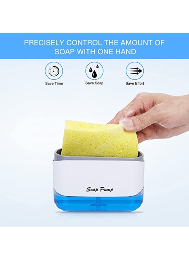 Soap Kitchen Dish Soap Dispenser with Sponge Holder, Newest 2-in-1 Countertop Soap Pump Dispenser, for Kitchen Sink Dishwashing Soap Dispenser  - Image 3