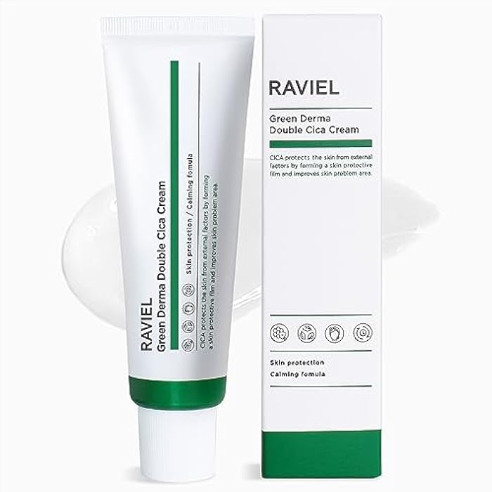 RAVIEL] Green Derma Double Cica Cream – Calming & Hydrating Moisturizer for Redness-Prone Skin and Barrier Support, Korean Skincare for All Skin Types, 50ml 1.7 fl oz - Image 1