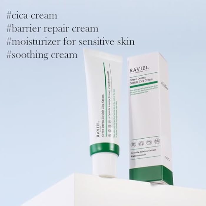 RAVIEL] Green Derma Double Cica Cream – Calming & Hydrating Moisturizer for Redness-Prone Skin and Barrier Support, Korean Skincare for All Skin Types, 50ml 1.7 fl oz - Image 4