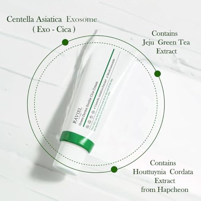 RAVIEL] Green Derma Double Cica Cream – Calming & Hydrating Moisturizer for Redness-Prone Skin and Barrier Support, Korean Skincare for All Skin Types, 50ml 1.7 fl oz - Image 5