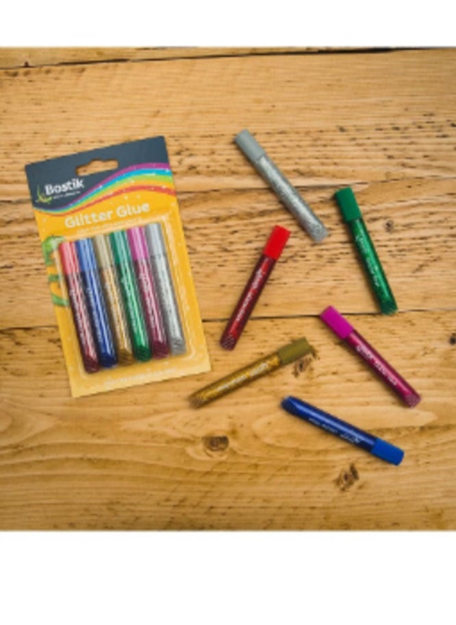 Bostik Art Glitter glue pens pack - set of 6 assorted colours - for school/craft/hobby (Pack of 6)  - Image 3