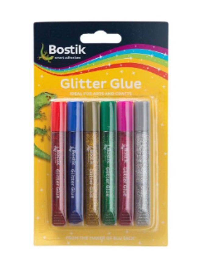 Bostik Art Glitter glue pens pack - set of 6 assorted colours - for school/craft/hobby (Pack of 6)  - Image 1