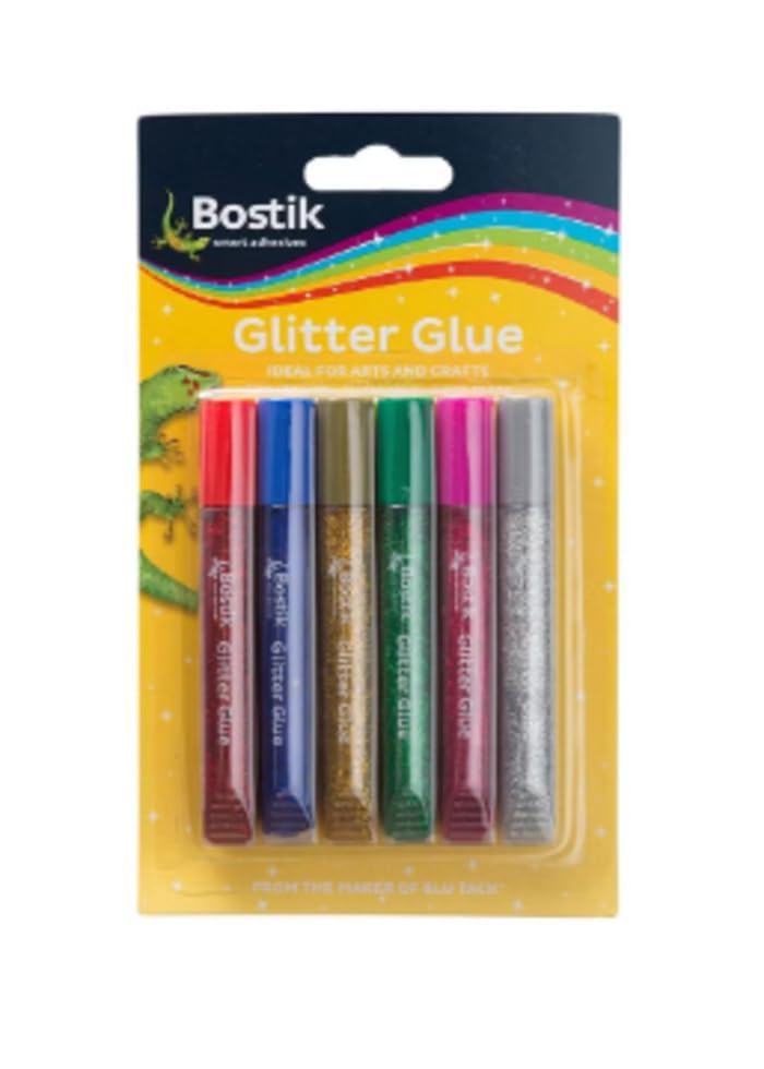 بوستيك مجموعة أقلام صمغ فنية لامعة - مجموعة من 6 ألوان متنوعة - للمدرسة/الحرف/الهوايات (عبوة من 6 قطع) - Image 2