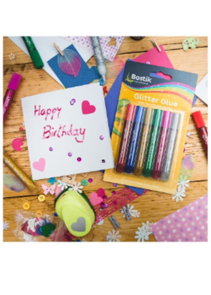 بوستيك مجموعة أقلام صمغ فنية لامعة - مجموعة من 6 ألوان متنوعة - للمدرسة/الحرف/الهوايات (عبوة من 6 قطع) - Image 4