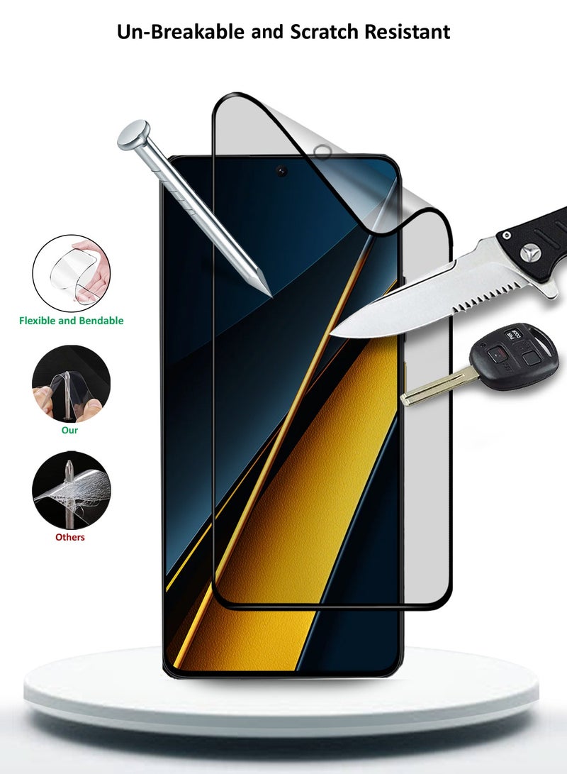 Wtech Xiaomi Poco X6 5G 2024 Nano Ceramic Full Glue Full Cover Matte Flexible Screen Protector (MSCNMN) - Clear/Black - Image 3