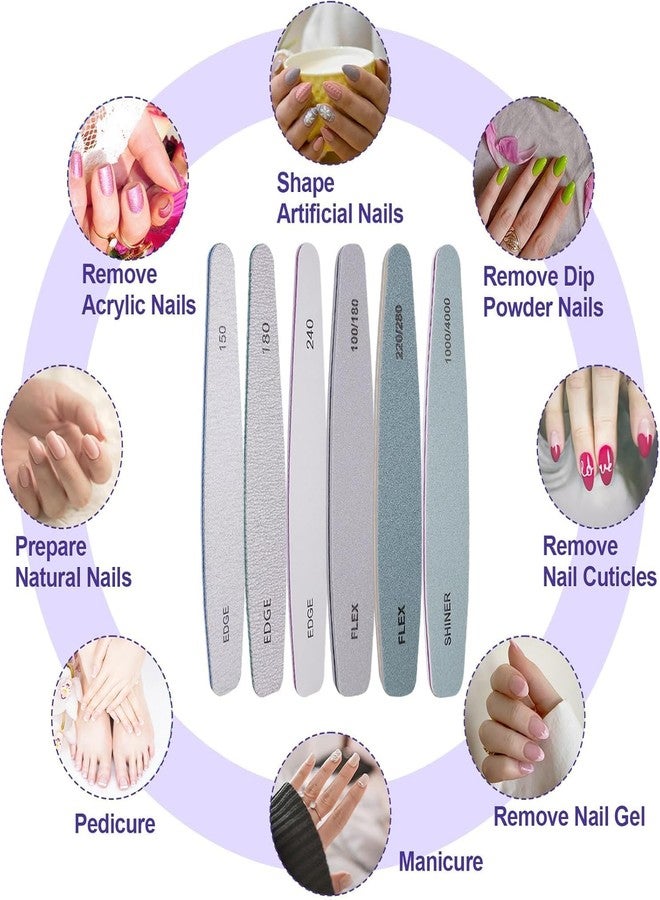 FALONG Korean Sand Paper 6pcs Nail Files Set for Manicure,Nail Buffer Files Block Coarse Washable Nail Polisher Double Sided,6pcs Nail Files Set for Manicure,150/180/200/240/280/1000/4000 Buffer. - Image 5