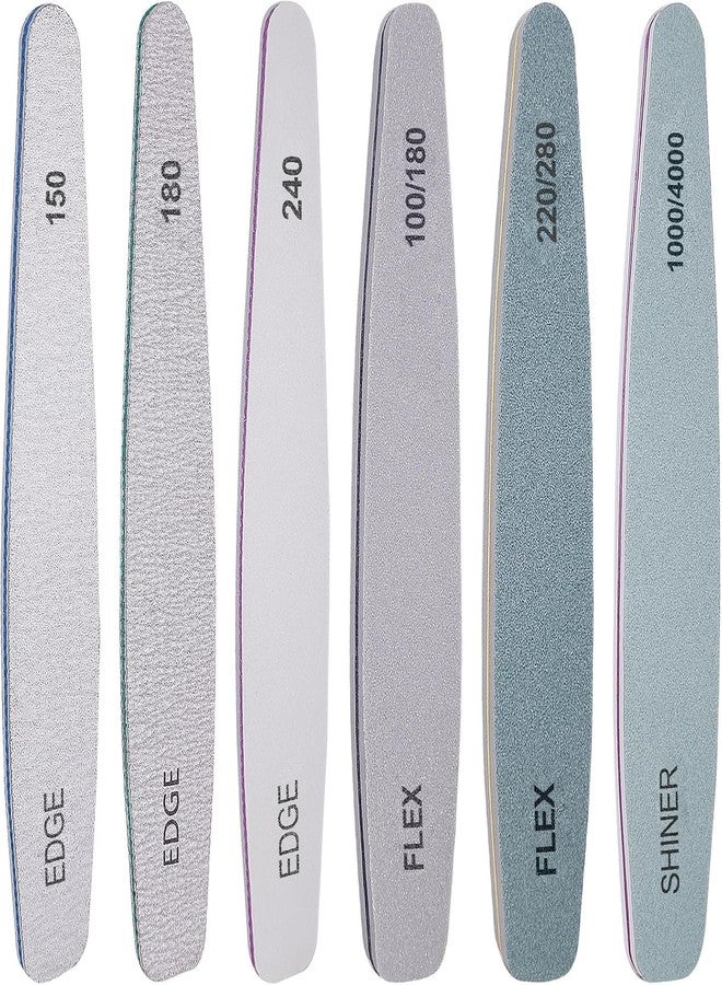 FALONG Korean Sand Paper 6pcs Nail Files Set for Manicure,Nail Buffer Files Block Coarse Washable Nail Polisher Double Sided,6pcs Nail Files Set for Manicure,150/180/200/240/280/1000/4000 Buffer. - Image 1