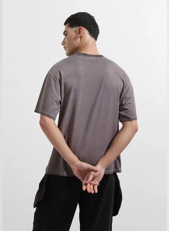 شركة المرآب الهندية Men Relaxed Fit Graphic Printed Crew Neck Half Sleeves T-Shirt