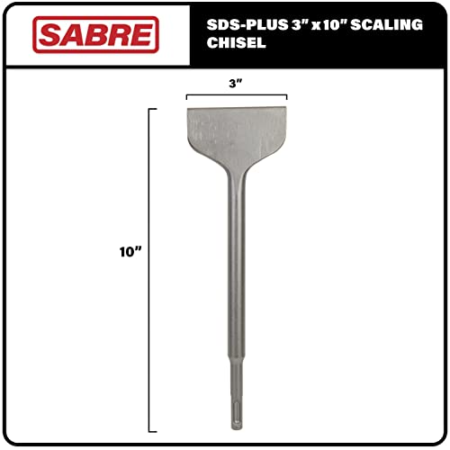 Sabre Tools SDS Plus Thinset Scraping Bit 3” x 10”, Thinset Scaling Chisel, SDS Chisel Bit for Hammer Drills – Tile Removal - Image 2
