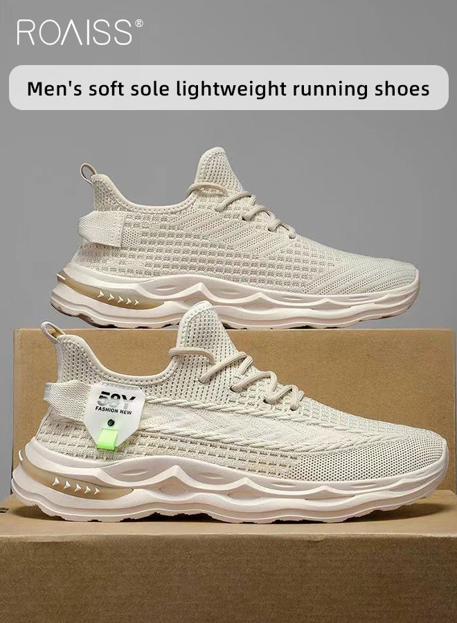 رويس أحذية رياضية منخفضة الرقبة للرجال، مريحة، خفيفة الوزن، أحذية جري ممتصة للصدمات، حذاء كاجوال بيج برباط بمقدمة مستديرة، أنشطة خارجية، عصرية ومتعددة الاستخدامات - Image 1