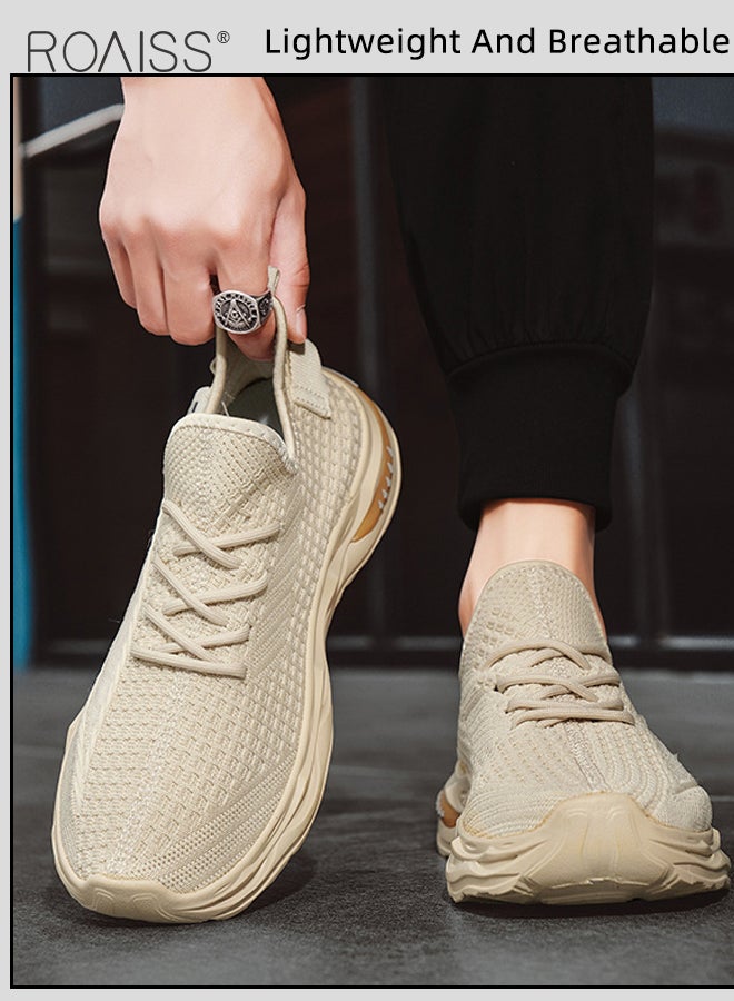 رويس أحذية رياضية منخفضة الرقبة للرجال، مريحة، خفيفة الوزن، أحذية جري ممتصة للصدمات، حذاء كاجوال بيج برباط بمقدمة مستديرة، أنشطة خارجية، عصرية ومتعددة الاستخدامات - Image 4