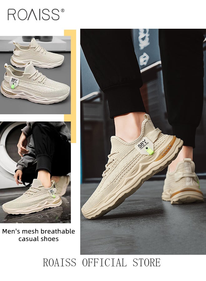 رويس أحذية رياضية منخفضة الرقبة للرجال، مريحة، خفيفة الوزن، أحذية جري ممتصة للصدمات، حذاء كاجوال بيج برباط بمقدمة مستديرة، أنشطة خارجية، عصرية ومتعددة الاستخدامات - Image 5