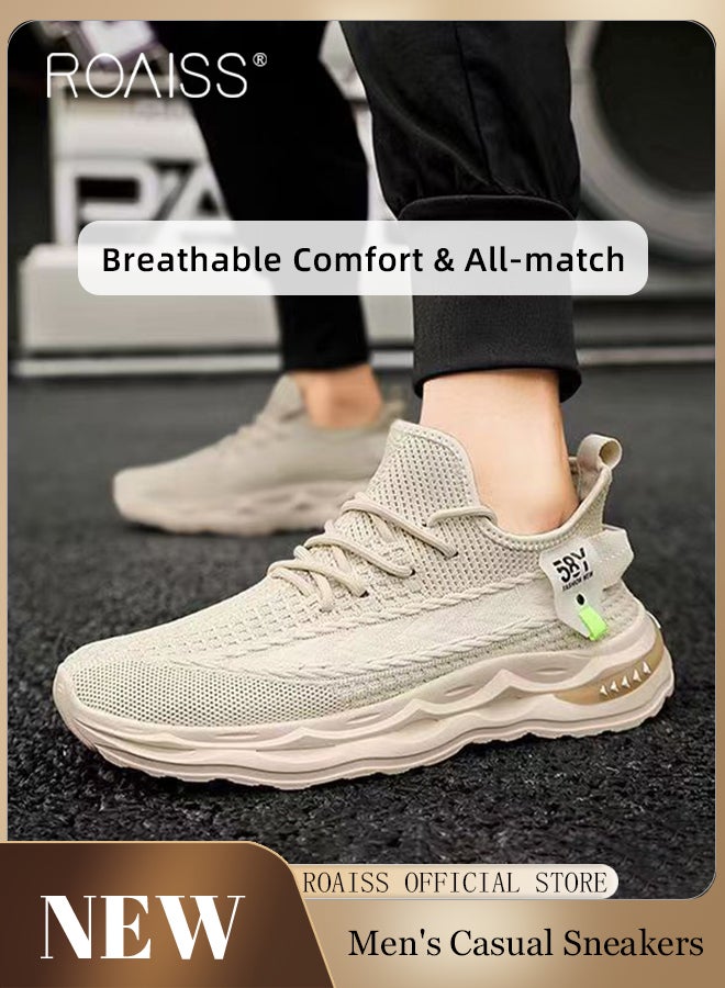 رويس أحذية رياضية منخفضة الرقبة للرجال، مريحة، خفيفة الوزن، أحذية جري ممتصة للصدمات، حذاء كاجوال بيج برباط بمقدمة مستديرة، أنشطة خارجية، عصرية ومتعددة الاستخدامات - Image 2