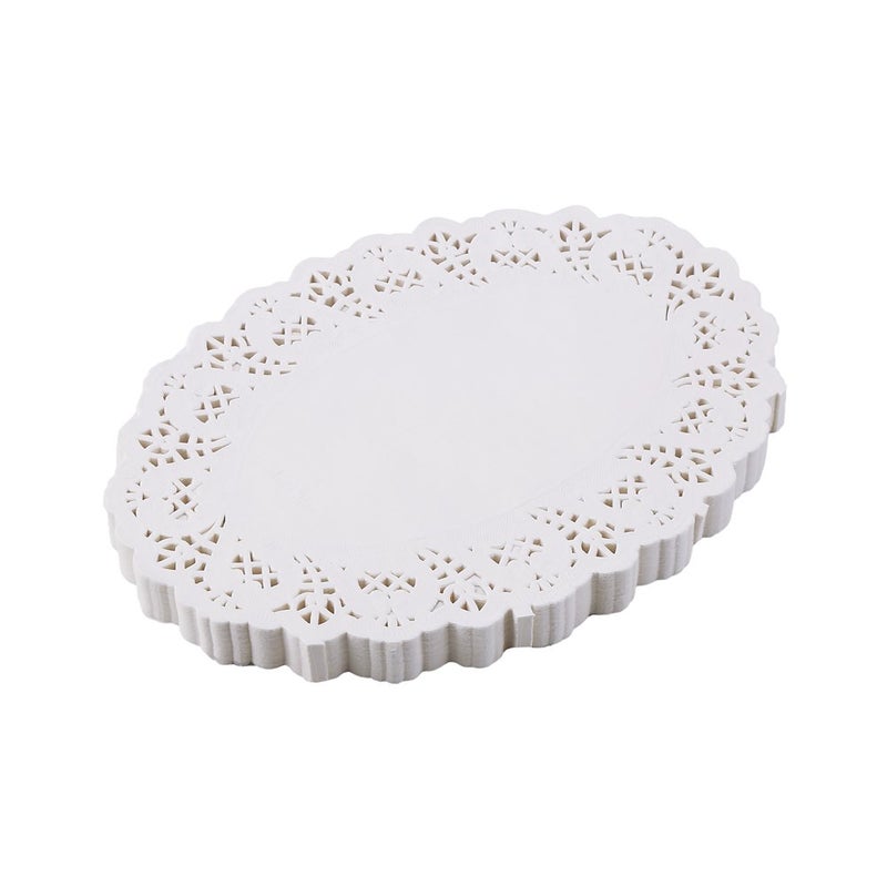 DECORA 65X9 Inch Oval White Lace Paper Doilies for Wedding Decoration Tea Party Decor Pack of 200