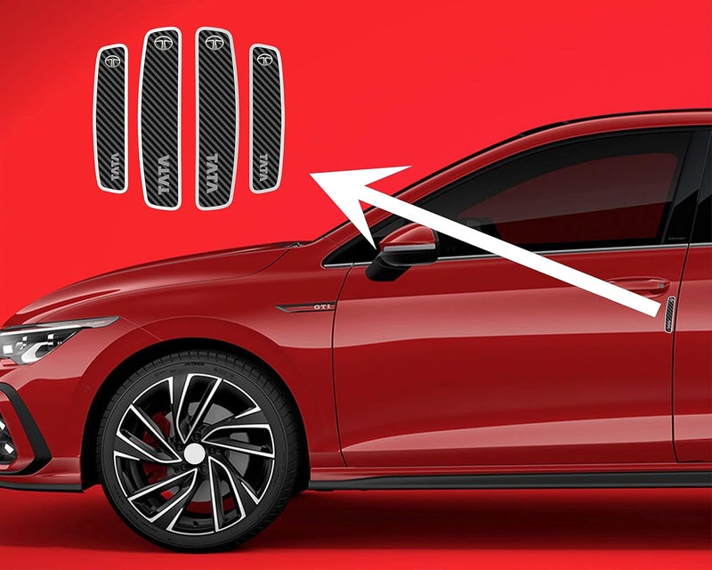 BIG FLAG Plastic 3D Gel Coated Car Door Guard - Carbon Fiber Universal For Specific Brand (Pack Of 4, 3Ddgcfvar, Tatta) - Image 3