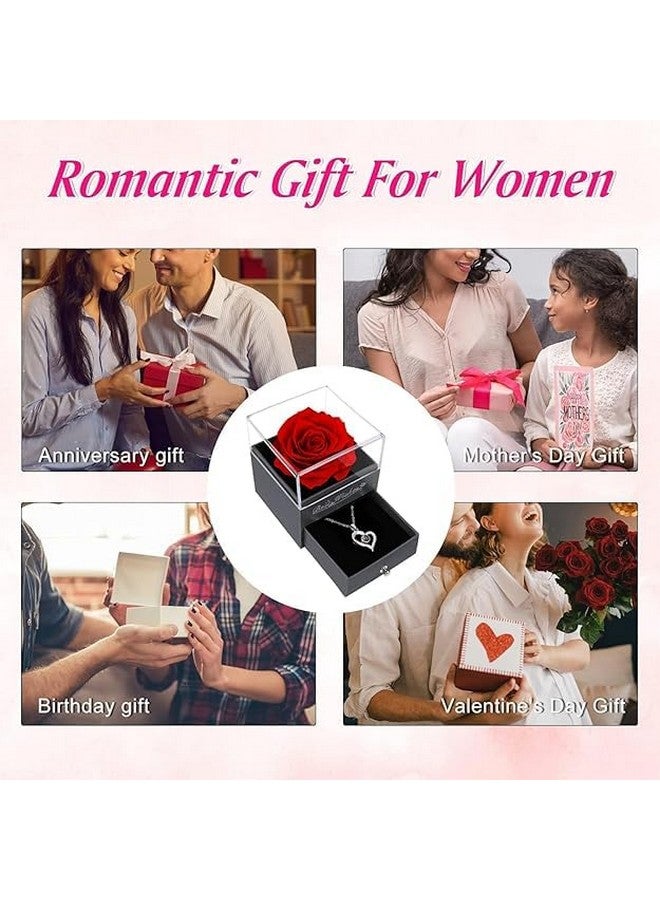 TIED RIBBONS TIED RIBBONS Birthday Gift for Girls Girlfriend Wife Mom Mother Girls Women Friends Anniversary Wedding Gift Preserved Red Rose Flower Box with I Love You in 100 Languages (Golden Necklace)  - Image 3