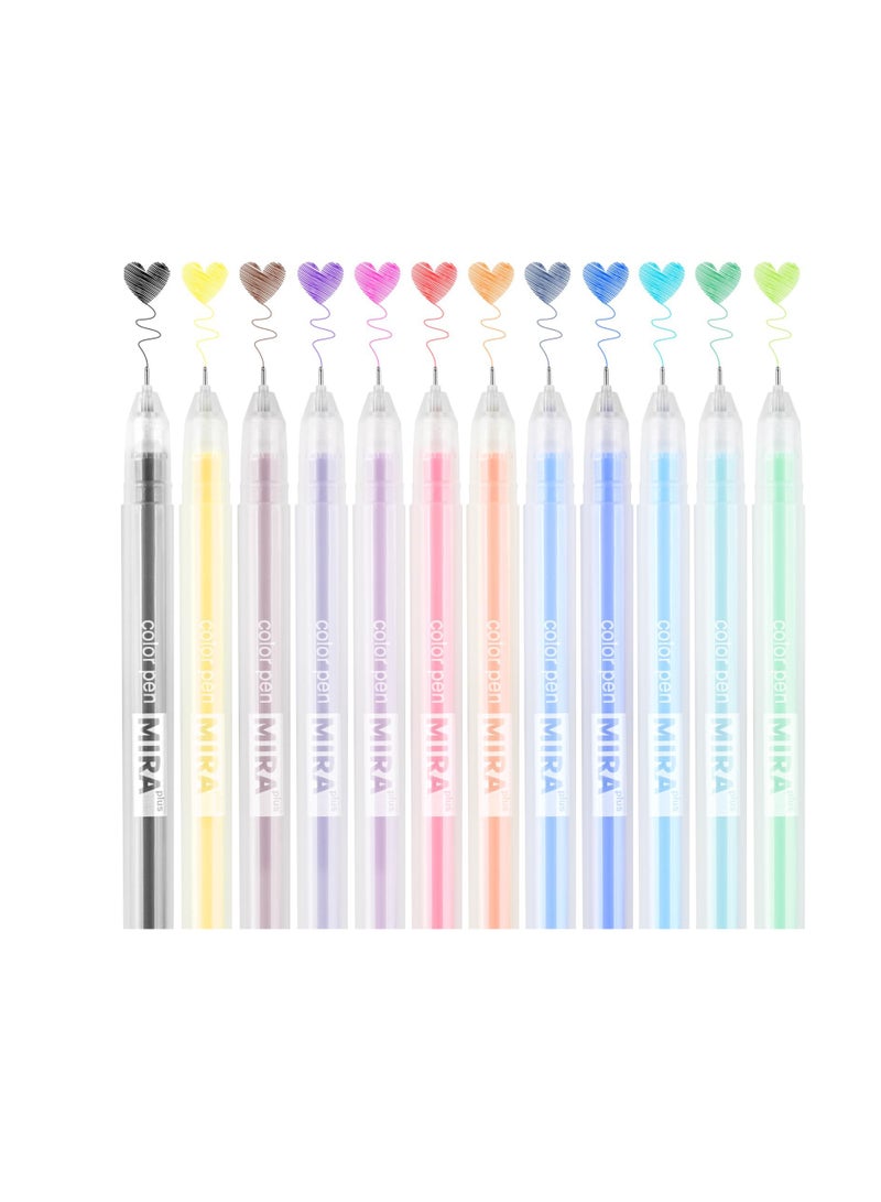 Excefore Multicolor Gel Ink Pens, 12 pcs 12 Colors Liquid Ink Rollerball Pen, 0.5mm Fine Point Ballpoint Pens, Waterproof Gel Pen for Artists, Students, and Planners, Journaling Kit  - Image 2
