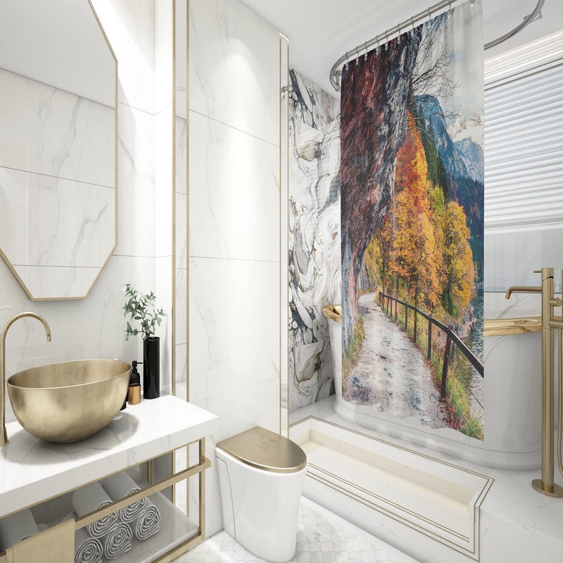 FING Bath Shower Curtain,Bathroom Curtain with Hook,Designer Shower Curtain for Bathroom,Bathtub, Decoration Modern Decorative Bathroom Curtains (Design_26) - Image 3