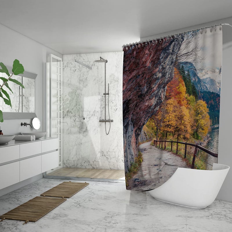 FING Bath Shower Curtain,Bathroom Curtain with Hook,Designer Shower Curtain for Bathroom,Bathtub, Decoration Modern Decorative Bathroom Curtains (Design_26) - Image 4
