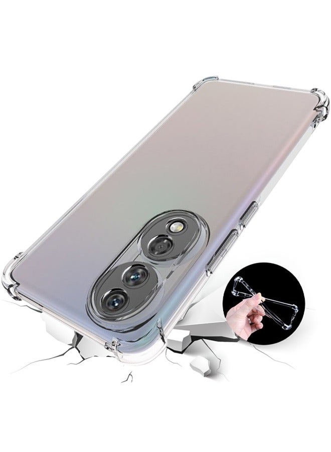 اليشمك جراب Honor 90 ، جراب واقٍ من أربع زوايا مقاومة للسقوط ، غطاء مرن نحيف من مادة TPU ممتص للصدمات وممتص للصدمات من المطاط الناعم لهاتف Honor 90 (6.7 بوصة) ، شفاف - Image 1