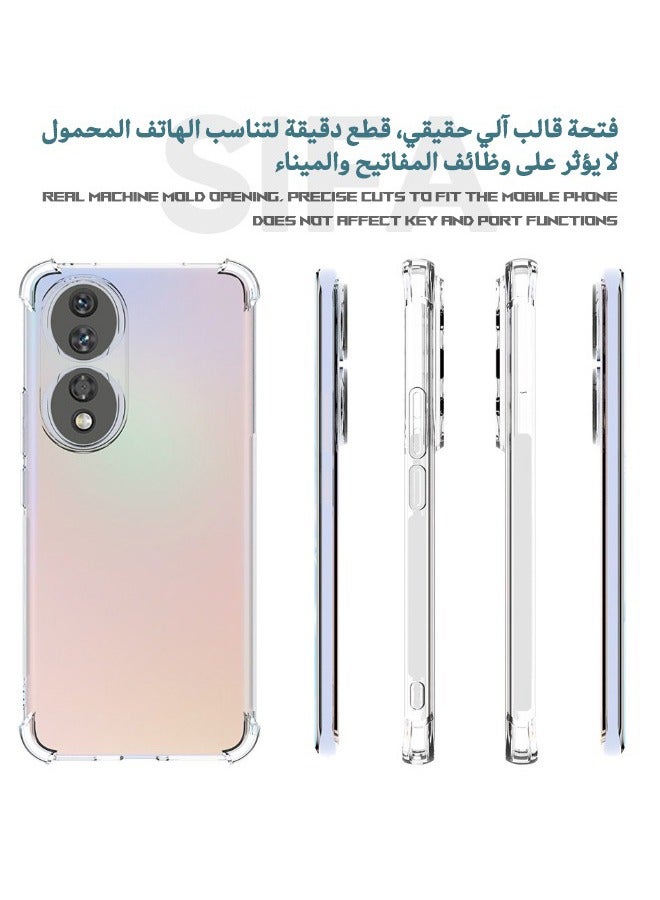 اليشمك جراب Honor 90 ، جراب واقٍ من أربع زوايا مقاومة للسقوط ، غطاء مرن نحيف من مادة TPU ممتص للصدمات وممتص للصدمات من المطاط الناعم لهاتف Honor 90 (6.7 بوصة) ، شفاف - Image 3