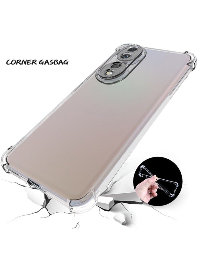 اليشمك جراب Honor 90 ، جراب واقٍ من أربع زوايا مقاومة للسقوط ، غطاء مرن نحيف من مادة TPU ممتص للصدمات وممتص للصدمات من المطاط الناعم لهاتف Honor 90 (6.7 بوصة) ، شفاف - Image 4